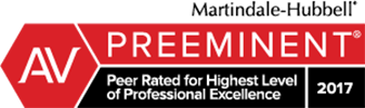 Martindale-Hubbell | AV Preeminent | Peer Rated For Highest Level | Of Professional Excellence | 2017